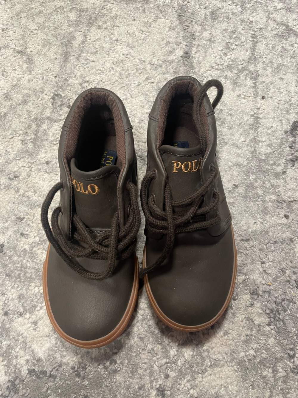 Polo by Ralph Lauren Brown Leather Chukka Boots with Tan Trim